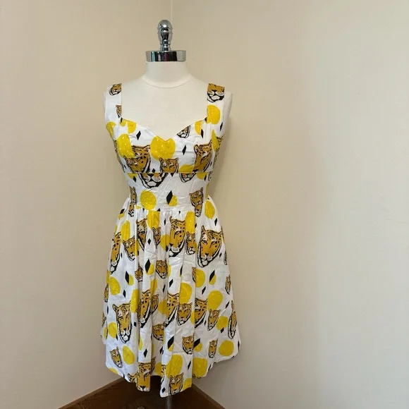 Nooworks Cheetah Head Fit and Flare Dress Size XS - Picture 3 of 15